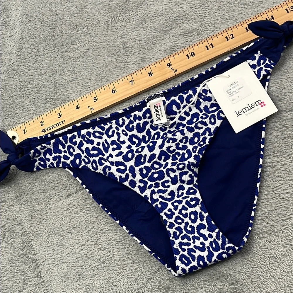 NEW LemLem S Halima String‎ Bikini Bottom Navy Blue Animal Print